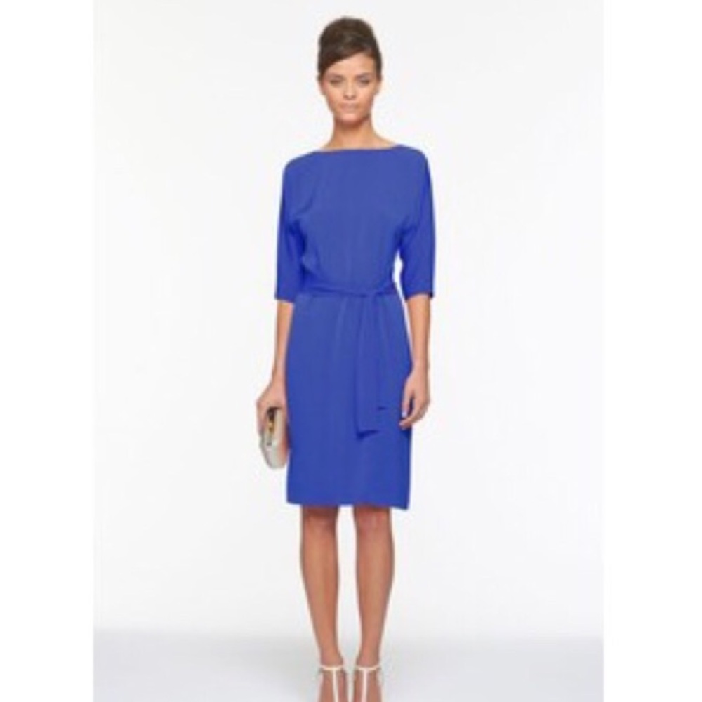 Diane Von Furstenberg Royal Blue Boatneck Belted Sheath Dress